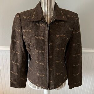 Vintage Giancarlo Ferrari Elephant Print Lined Jacket Size 10